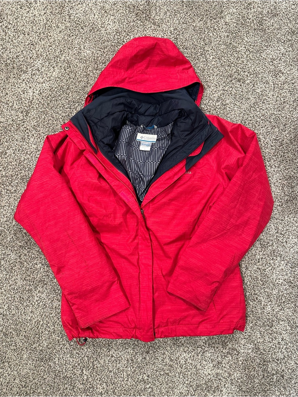 Columbia Omni-Heat 3-in-1 Interchange Winter Jacket Set Red Navy